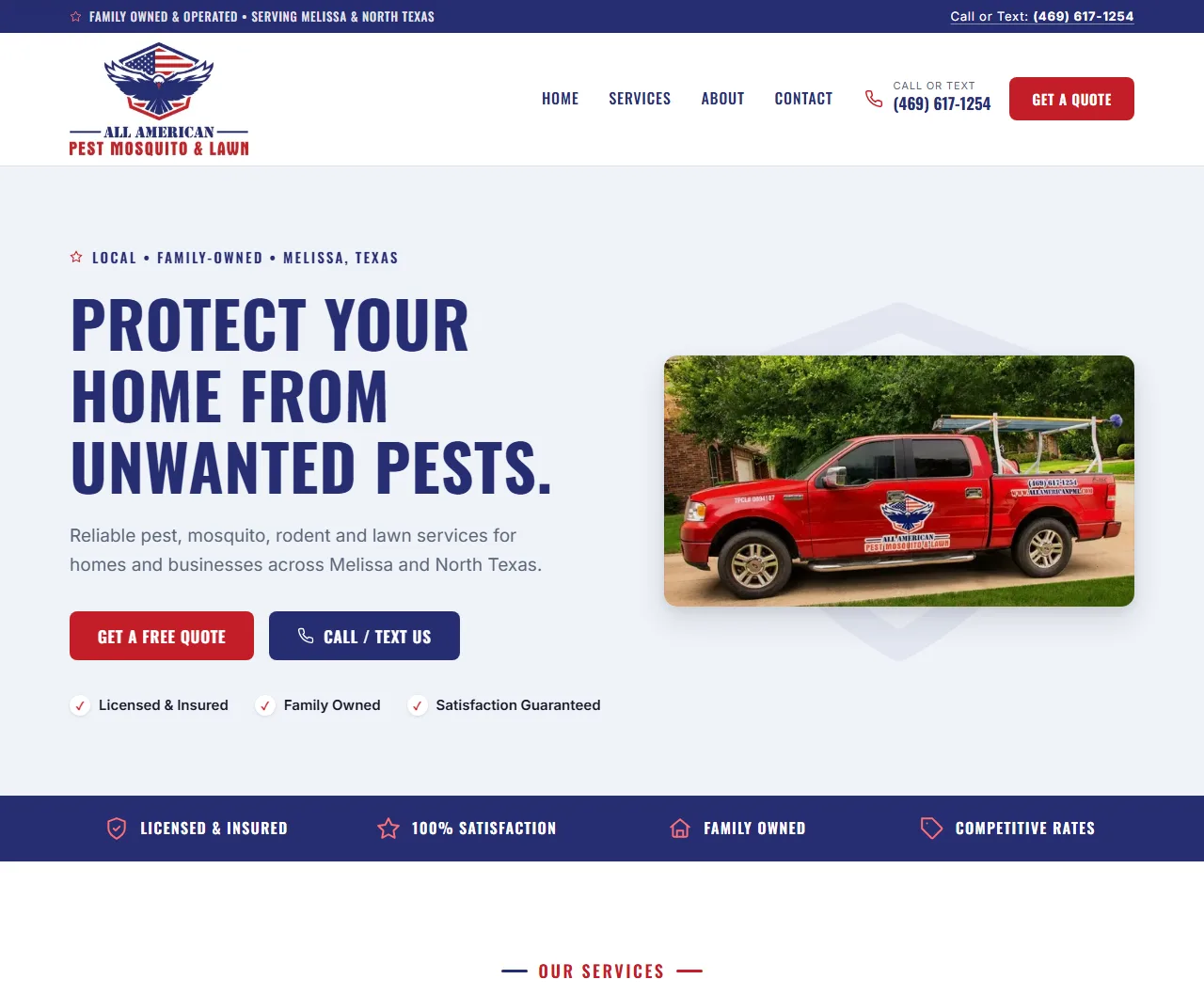 All American Pest Mosquito & Lawn - Desktop View