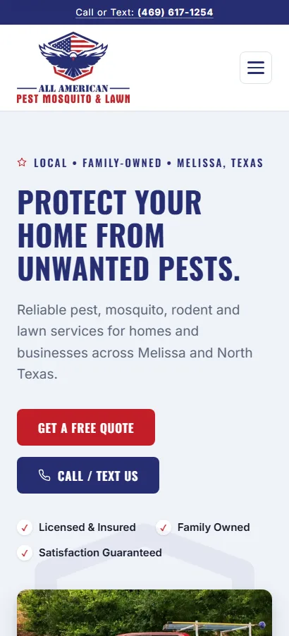 All American Pest Mosquito & Lawn - Mobile View